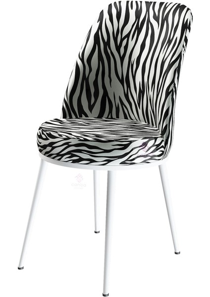Concept Dexa Serisi Üst Kalite 1.sınıf Zebra Desen Metal, Beyaz Ayaklı Sandalye