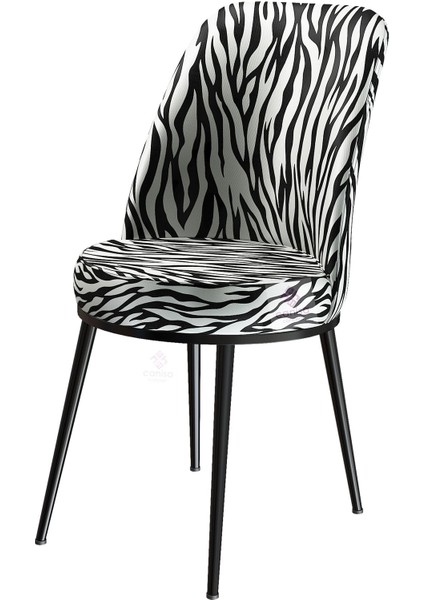 Concept Canisa Dexa Serisi Üst Kalite 1.sınıf Zebra Desen Metal, Siyah Ayaklı Sandalye