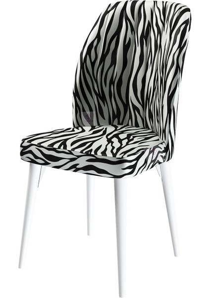 Concept Canisa Etra Serisi Üst Kalite 1.sınıf Zebra Desen Gürgen, Beyaz Ayaklı Sandalye