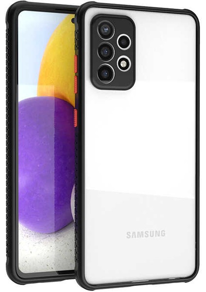 Samsung Galaxy A72 Kılıf Kenar Renkli Sararmaz Şeffaf Kapak