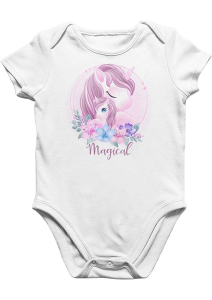 Mamacorn Çiçek Anneler Günü Beyaz Bebek Body