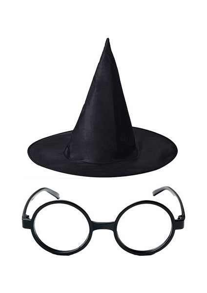 As-Meyal Harry Potter Şapkası ve Gözlüğü Siyah Renk