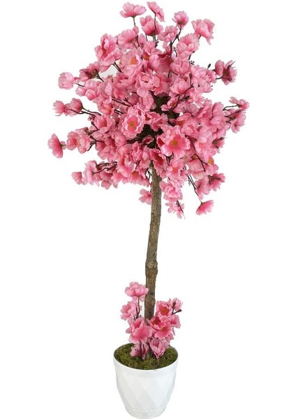 Yapay Ağaç Açık Pembe Bahar Dalı Japon Kiraz Çiçeği Beyaz Saksılı 90CM