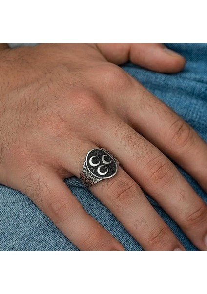 Gümüş Üç Hilal Erkek Yüzük fiyatları