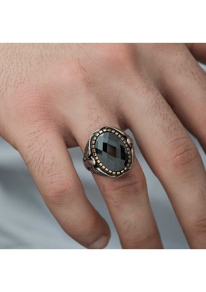 Gümüş Kesme Taşlı Kartal Figürlü Erkek Yüzük modelleri