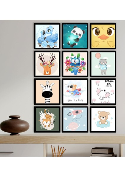 Gift 12 Parça Çerçeve Görünümlü Ahşap Tablo Seti (55X75CM)-9