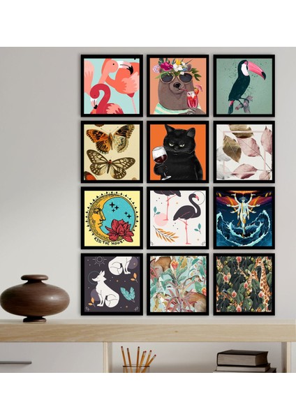 Gift 12 Parça Çerçeve Görünümlü Ahşap Tablo Seti (55X75CM)-7
