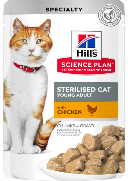 Hill's Science Plan Tavuklu Kısırlaştırılmış Sterilised Yetişkin Yaş Kedi Maması 85GR x 12 Adet