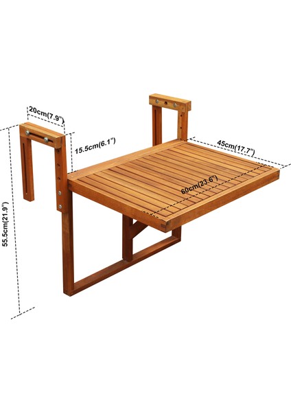 Interbuıld Real Wood Interbuild Stockholm Katlanır Balkon Masası .Ayarlanabilir Fsc Akasya Ağacı. Altın Tik Renk