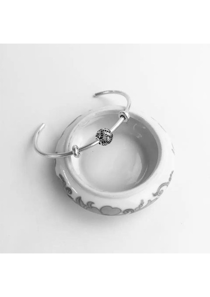 925 Ayar Gümüş Manşet Unisex Bileklik 6,5 cm Çap