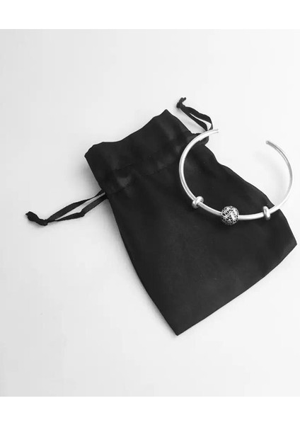 925 Ayar Gümüş Manşet Unisex Bileklik 6,5 cm Çap