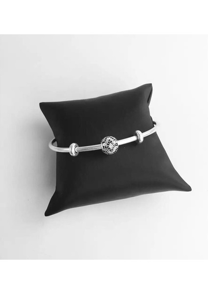 925 Ayar Gümüş Manşet Unisex Bileklik 6,5 cm Çap