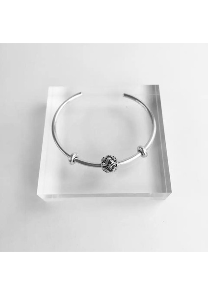 925 Ayar Gümüş Manşet Unisex Bileklik 6,5 cm Çap