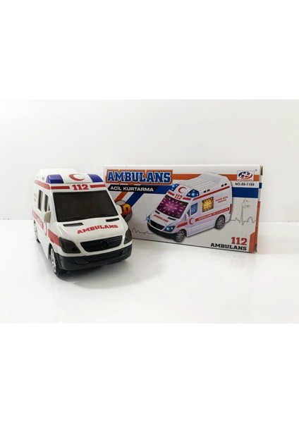 3D Işıklı Sesli Sirenli Pilli Oyuncak Ambulans Araba 112 Acil Kurtarma