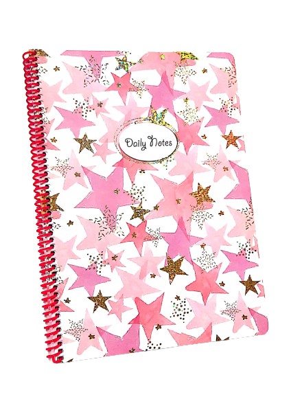 Princess Yıldız Spiralli Karton Kapak 80 Yaprak 16,5X22,5 Çizgili Defter