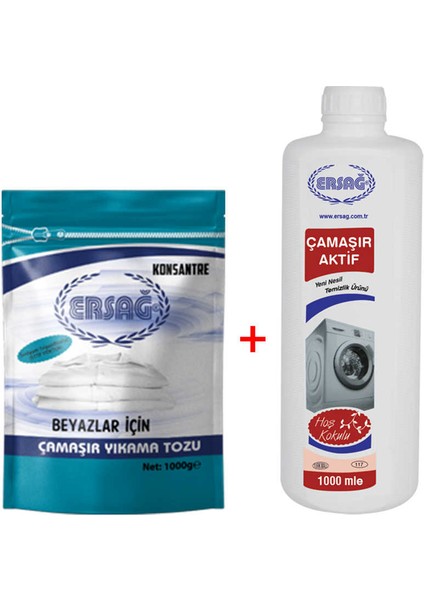 Beyaz Çamaşır Yıkama Tozu 1000 gr + Çamaşır Aktif 1000 ml