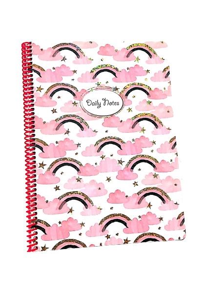 Princess Gökkuşağı Spiralli Karton Kapak 80 Yaprak A4 Kareli Defter