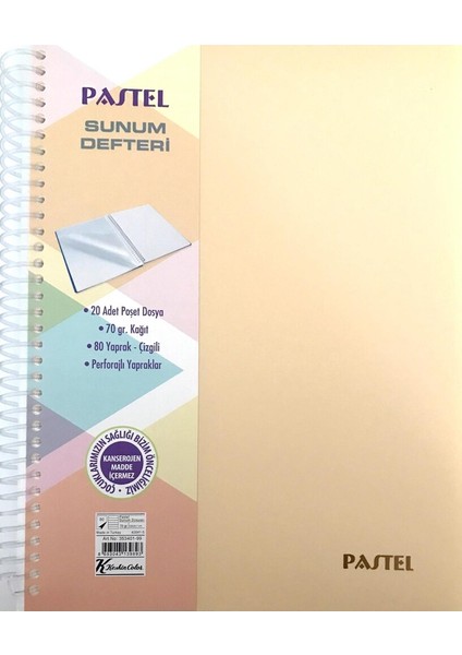 A4 80 Yaprak Spiralli Pastel Renk Çizgili Sunum Defteri fiyatları
