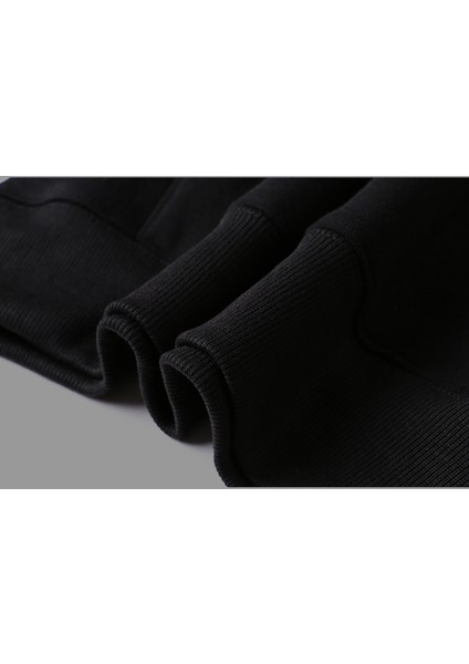 Göktürk Türk Kılıç Baskılı Siyah Kadın Örme Kapşonlu Sweashirt Uzun Kol