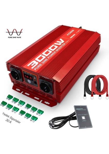 KBN3000 12V/220V 3000WATT Tam Sinüs Dönüştürücü Invertör