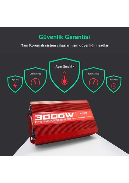 KBN3000 12V/220V 3000WATT Tam Sinüs Dönüştürücü Invertör
