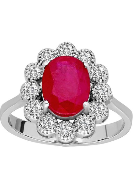 Pırlanta ve Oval Yakut Taşlı Umay Yüzük