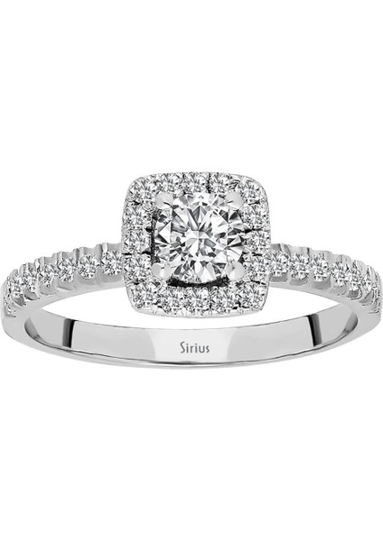 E Renk 3 Karat Prenses Kesim Pırlanta Görünümlü Tektaş Yüzük 0442R0002