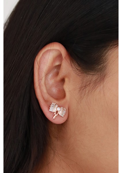 Baget Tasarım Zirkon Kadın Gümüş Küpe