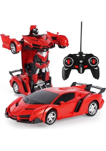 Mj Toys Oyuncak Uzaktan Kumandalı Transformers Tarzı Robota Dönüşen Oyuncak Araba Ferrari