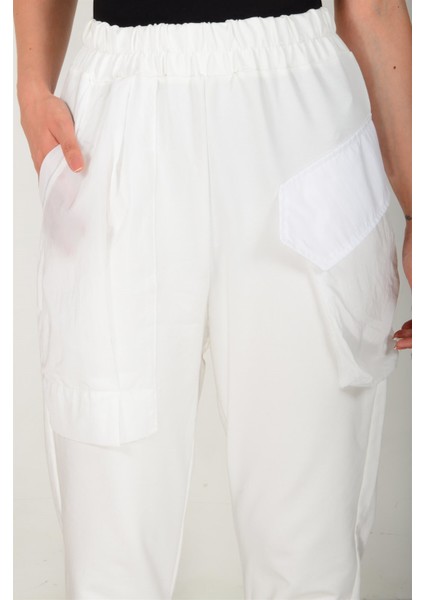 Ekru Beli Lastikli Büyük Cepli Pantolon 25585 modelleri