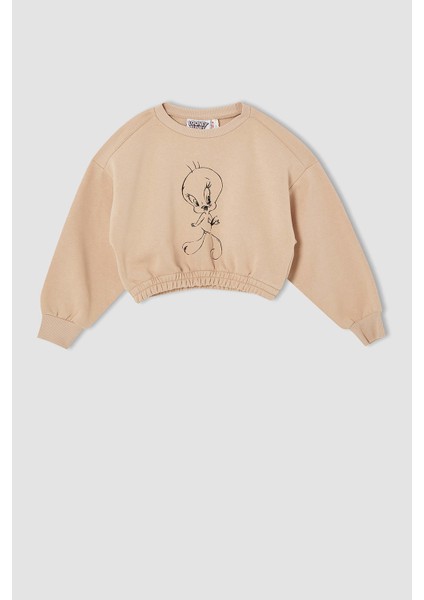 Kız Çocuk Looney Tunes Bisiklet Yaka Sweatshirt V0107A621AU