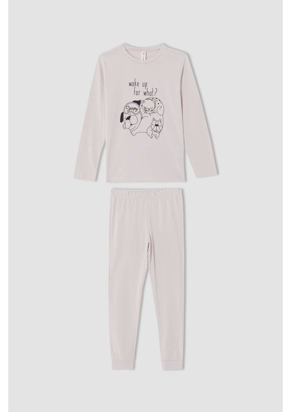 Kız Çocuk Baskılı Uzun Kollu Pijama Takımı U9589A621AU