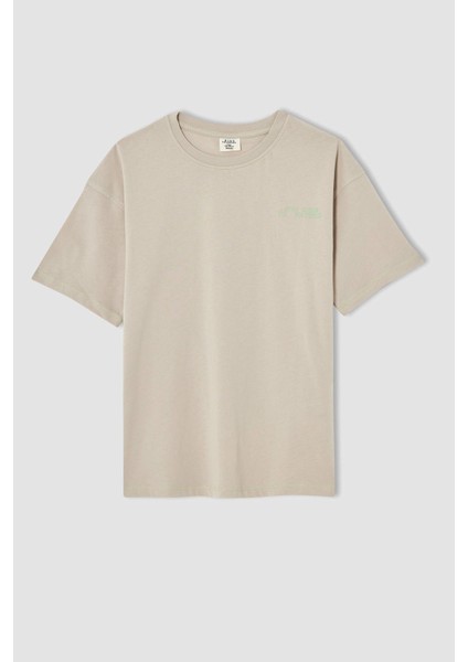 Erkek Çocuk Oversize Fit Baskılı Kısa Kollu Tişört V9144A621HS