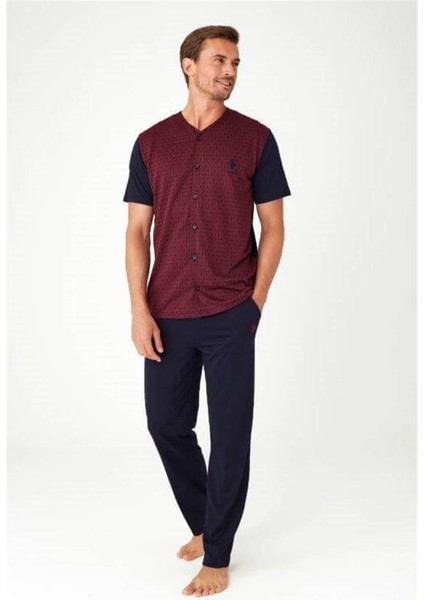 U.s. Polo Assn. Erkek Bordo Boydan Patlı Pijama Takım