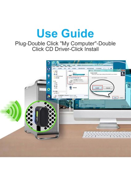Mini Wifi USB Adaptör Kablosuz Alıcı Adaptörü 600MBPS 5ghz