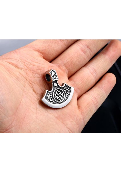 Daisybydaisy Paslanmaz Çelik Iskandinav-Viking Savaşcı Balta Kolye