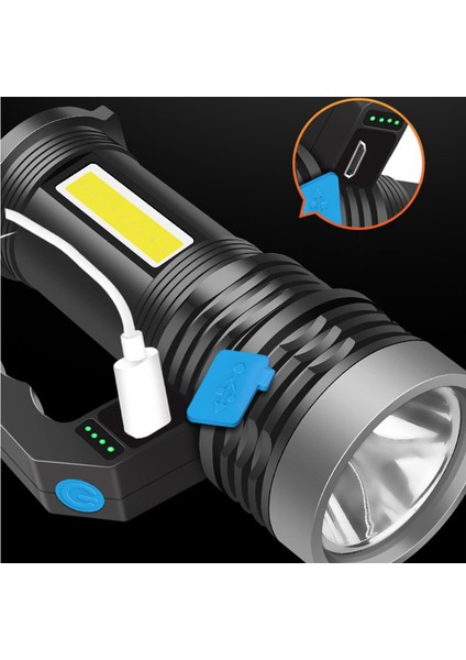 Strade Store Süper Parlak Torch Taşınabilir LED Spotlight USB Kamp Için Şarj Edilebilir (Yurt Dışından)