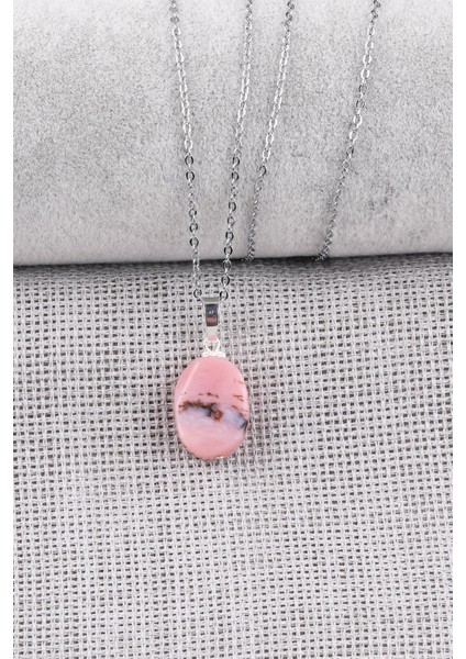 Pembe Opal Doğal Taş Kolye
