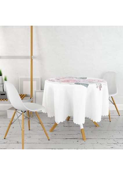 Soluk Çiçek Motifli Modern Baskılı Yuvarlak Masa Örtüsü 140 cm fiyatları