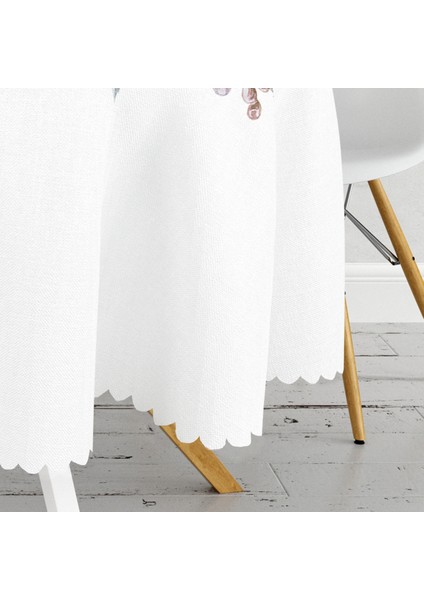 Soluk Çiçek Motifli Modern Baskılı Yuvarlak Masa Örtüsü 140 cm modelleri