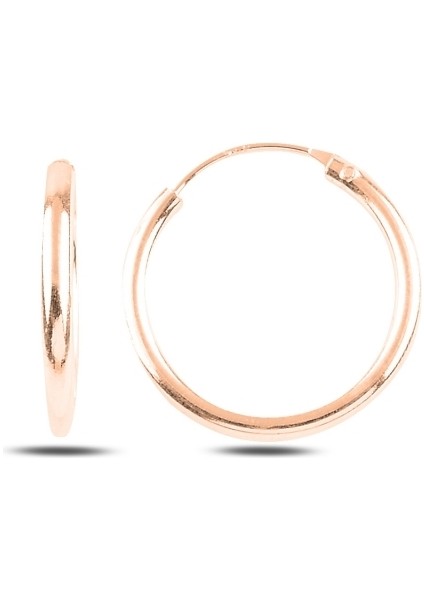 Rose Kaplama 20 mm Sade Halka Gümüş Küpe