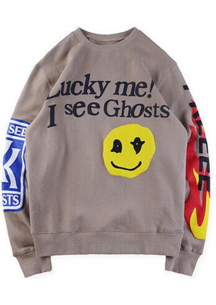 Mad Girls Bej Baskılı Oversize Sweatshirt MG1206