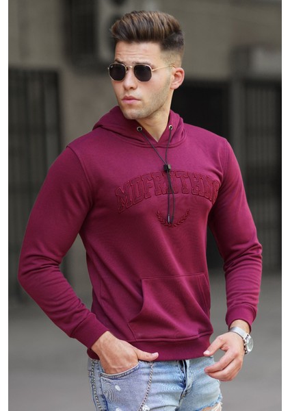 Bordo Kapüşonlu Sweatshirt 5289