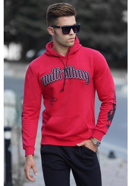 Kırmızı Baskılı Erkek Sweatshirt 5312