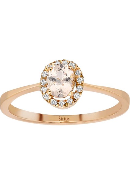 Pırlanta ve Oval Morganite Taşlı Vintage Yüzük 0442R0007