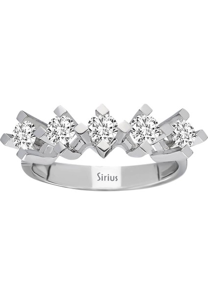 F Renk 0,80 Karat Pırlanta 5 Taş Yüzük 0442R0008