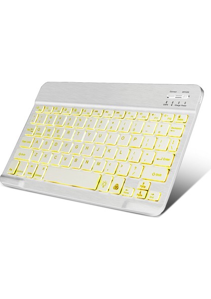 Tablet ve Telefonlar Için Rgb LED Işıklı Bluetooth Klavye Şarjlı Kablosuz - AL2670 Beyaz