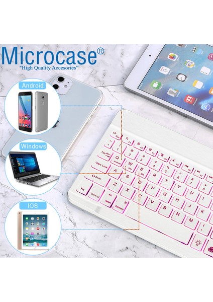 Tablet ve Telefonlar Için Rgb LED Işıklı Bluetooth Klavye Şarjlı Kablosuz - AL2670 Beyaz
