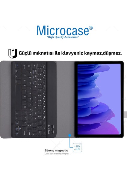 Samsung Galaxy Tab A7 T500 T505 T507 2020 10.4 Tablet Bluetooth Klavyeli Standlı Kılıf - Bkk1