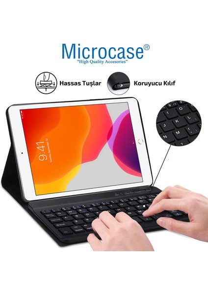 iPad 7.nesil 10.2 Inch 2019 - iPad Pro 10.5 Inch Bluetooth Klavyeli Standlı Kılıf - Bkk1